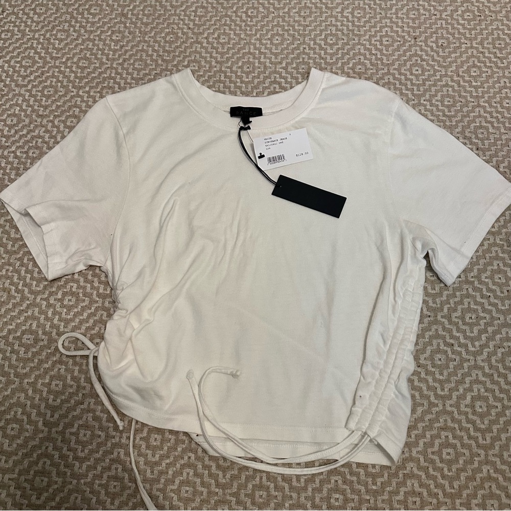 The Range, white Substance Jersey wirh Ruched sides Short Sleeve Top NWTs